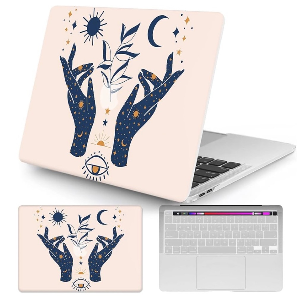 MacBook Pro 13 inch Case Mysterious Hands Stars Moons Sun Mystical